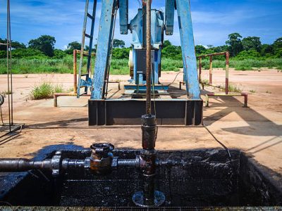 onshore oil well (pumpjack) in angola (soyo province)
